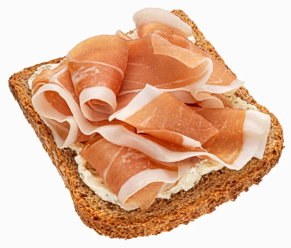 Toast Prosciutto Izolált Fehér Alapon — Stock Fotó