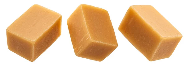 Karamel Snoepjes Geïsoleerd Witte Achtergrond Met Clipping Pad Volle Velddiepte — Stockfoto