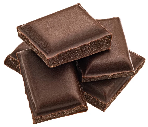 Pedaços Barra Chocolate Isolados Fundo Branco Profundidade Total Campo — Fotografia de Stock