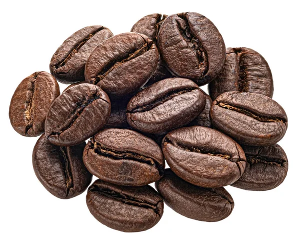 Geröstete Kaffeebohnen Isoliert Auf Weißem Hintergrund Volle Schärfentiefe — Stockfoto