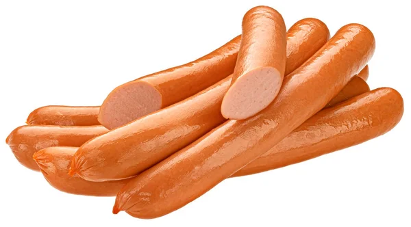 Salsiccia Hot Dog Isolata Sfondo Bianco Salsicce Crude Frankfurter Profondità — Foto Stock