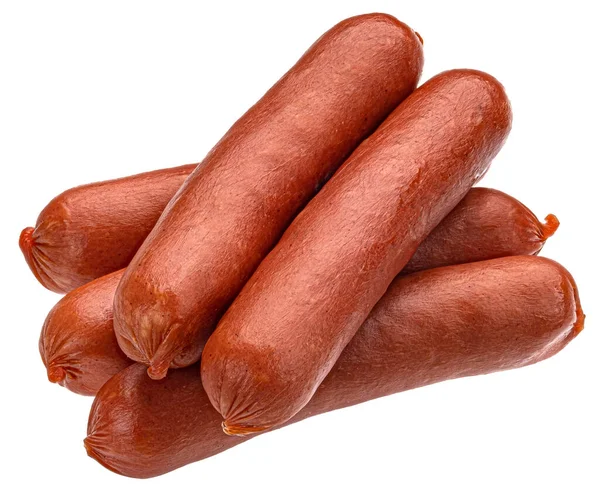 Smoked Beef Sausage Isolated White Background Full Depth Field — Stock Photo, Image