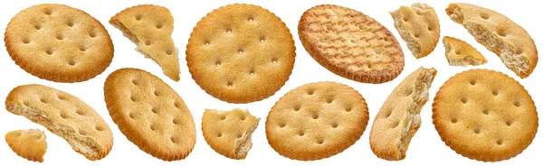 Cheese Crackers Isolated White Background Clipping Path — 图库照片