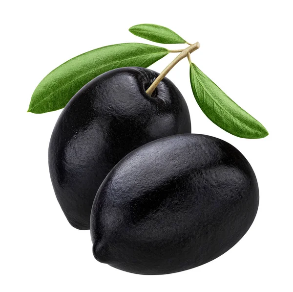 Schwarze Oliven Isoliert Auf Weißem Hintergrund Mit Schneideweg — Stockfoto