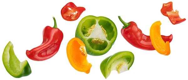 Sweet Bell Peppers Isolated White Background Clipping Path — Stock Photo, Image
