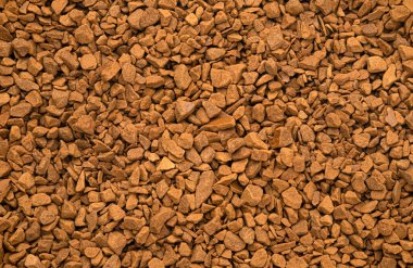 Anında granüle kahve dokusu veya arka plan, üst görünüm