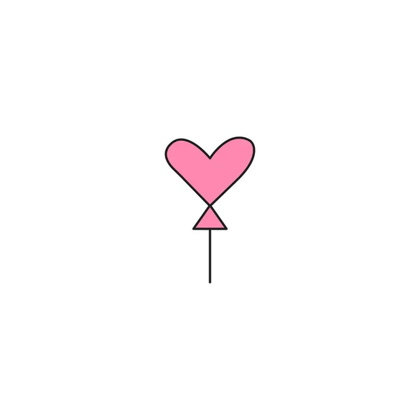 Valentijnsdag Concept Handgetekend Doodle Element Voor Valentijnsdag Een Hartballon Geïsoleerde — Stockvector