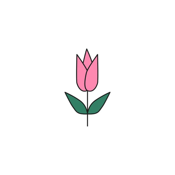 Koncepcja Walentynek Ręcznie Rysowany Element Doodle Walentynki Tulipan Izolowane Wektor — Wektor stockowy