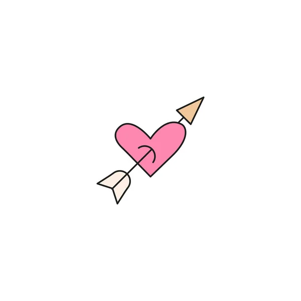 Valentijnsdag Concept Handgetekend Doodle Element Voor Valentijnsdag Hart Met Cupido — Stockvector