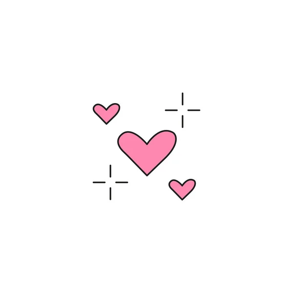 Valentinstag Konzept Handgezeichnetes Doodle Element Zum Valentinstag Herzen Mit Funkeln — Stockvektor