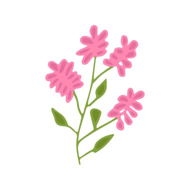 El çizimi karalama çiçek elementi, dekorasyon için renkli soyut bitki, izole vektör çizimi