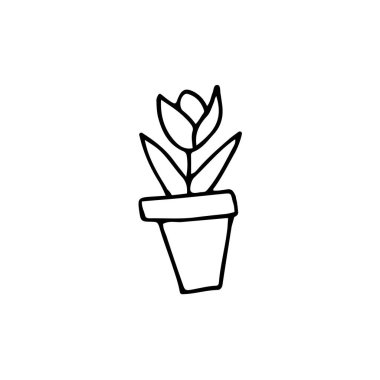 Paskalya ve saksı çiçeği için el çizimi ögesi