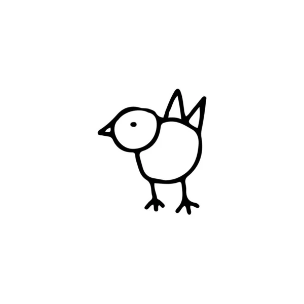 Ručně Kreslený Obrysový Prvek Pro Velikonoce Malé Kuře — Stockový vektor