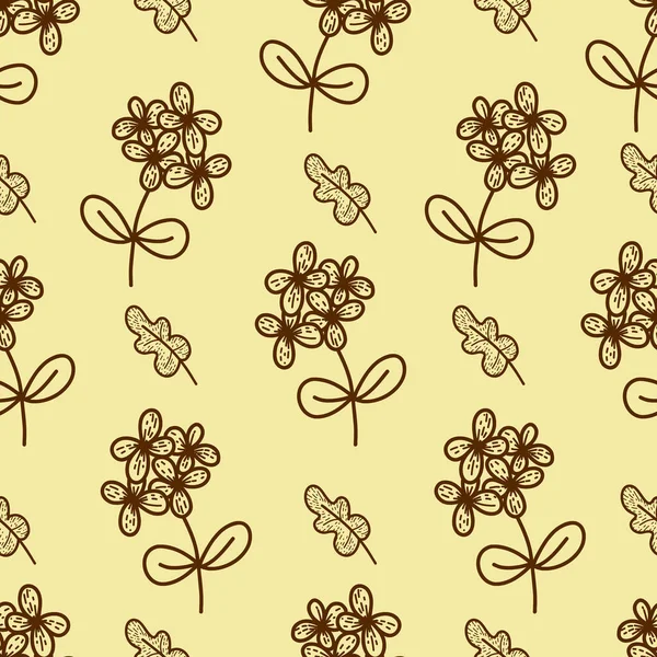 Vector organische bloemen naadloze patroon achtergrond, botanische motief, freehand doodles patroon. — Stockvector
