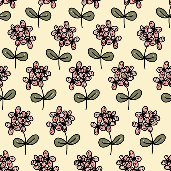 Motif floral organique vectoriel sans couture, motif botanique, motif de griffes à main levée. — Image vectorielle