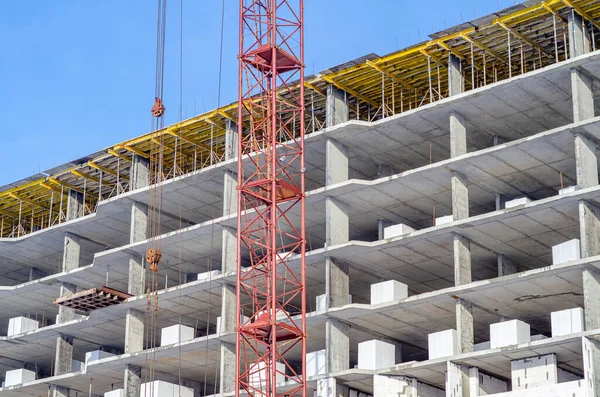 Construcción Edificio Varios Pisos Grúa — Foto de Stock