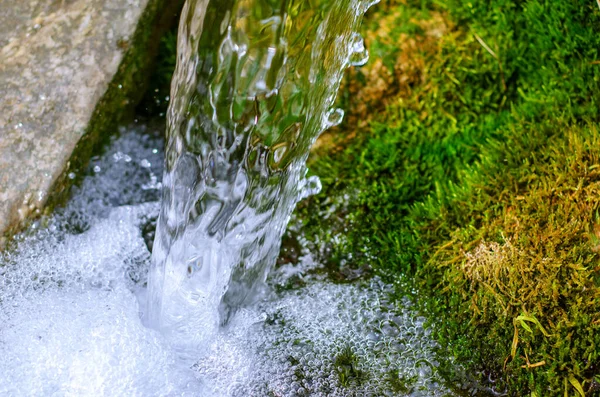 Frescura Agradável Água Corrente Fria Fonte Cristal Ambiente Natural — Fotografia de Stock