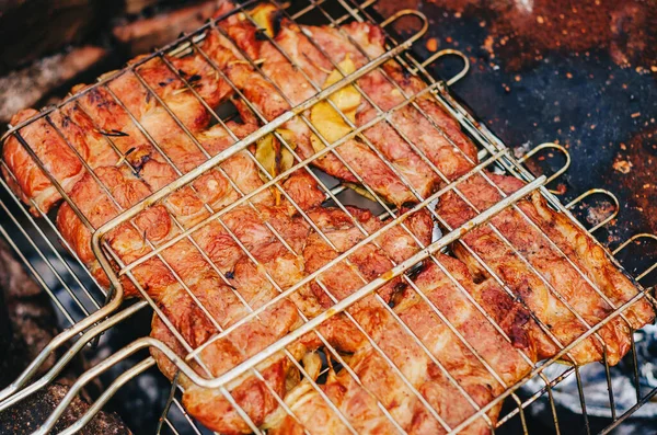 Finom Grillezett Hús Fűszerekkel Barbecue — Stock Fotó