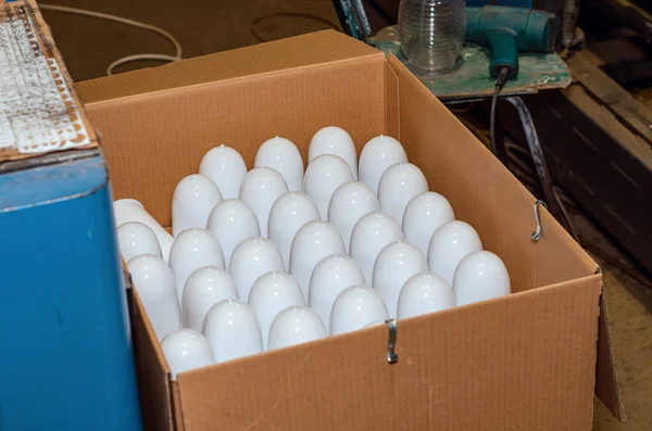 Plafones Para Lámparas Caja Almacén Con Productos Terminados Fabricación Lámparas —  Fotos de Stock