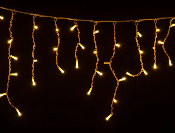 Colored Christmas Garlands Black Background — Stockfoto