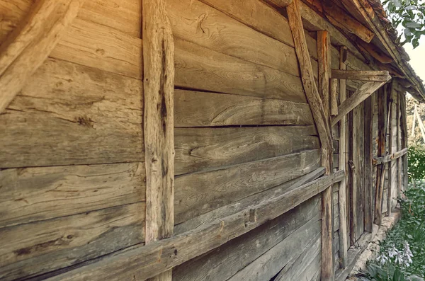 Old Wooden Barn Wall Side View Wooden Wall Weathered Wooden — Stock Fotó