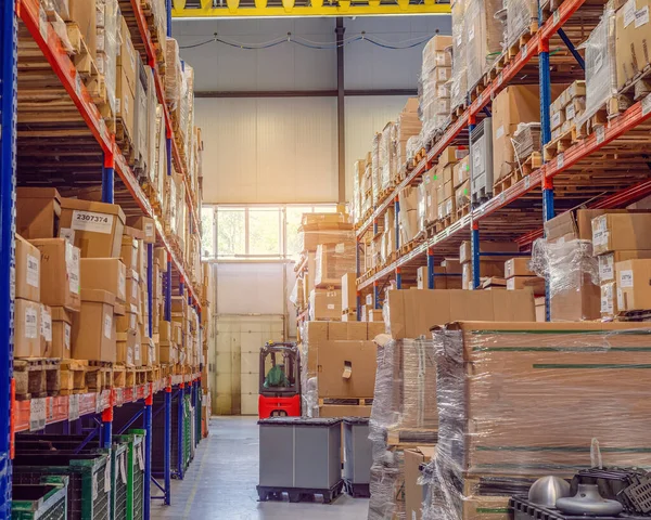 Background Cardboard Boxes Warehouse Logistics Center Composition Filled Cardboard Boxes — Fotografia de Stock