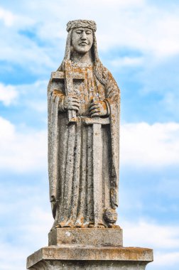 Tombstones of saints in small cemetery, Europe, Poland, Ukraine. Graves, cemetery