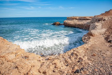 Kum, zümrüt okyanus, sahil, Kanarya Adaları, İspanya. Tatil ve seyahat kavramı