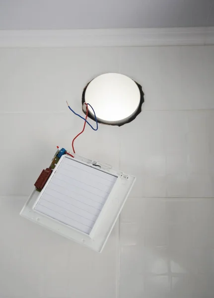Wiring Installation Bathroom Exhaust Fan Connecting House Wires Power Cables — Stok fotoğraf