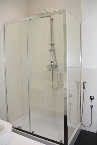 Bathroom Interior Shower Cabin Glass Wall — Stock Photo, Image
