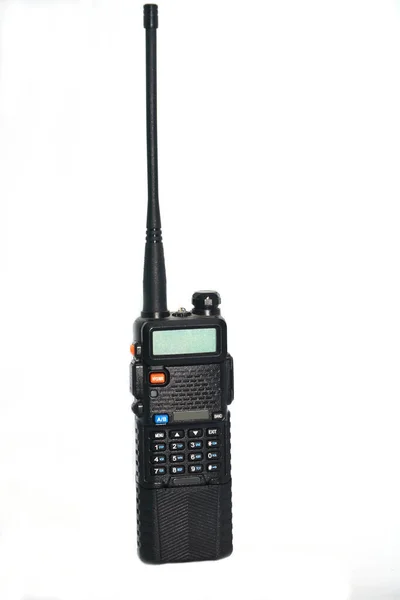 Portable Walkie Talkie Isolated White Background Amateur Radio Transceiver — Foto de Stock