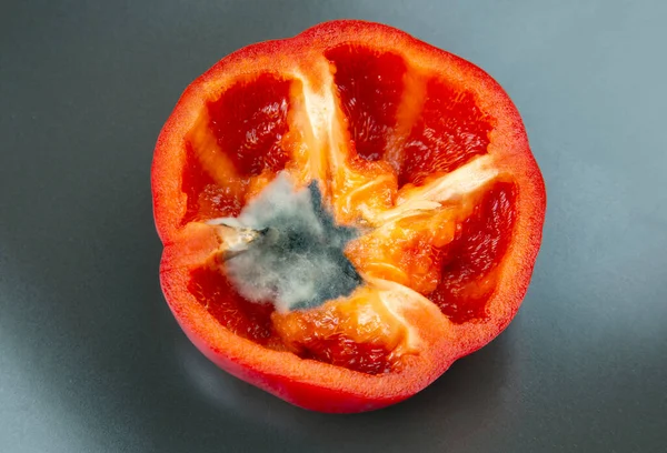 Muffa Fungina Peperone Dolce Rosso Verdure Vitamina Cibo Immagazzinamento Frutta — Foto Stock