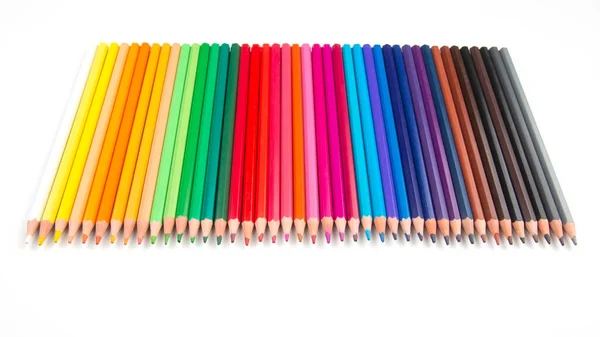 Lápices Colores Para Dibujar Sobre Fondo Blanco Educación Creatividad Ocio —  Fotos de Stock