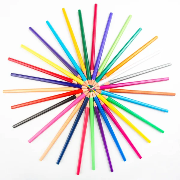 Kolorowe Ołówki Rysowania Białym Tle Przedmioty Kreatywne Artystyczne — Zdjęcie stockowe