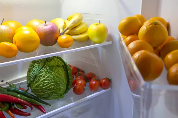 Frutas Legumes Geladeira Preservação Vitamina Alimentos Saudáveis — Fotografia de Stock