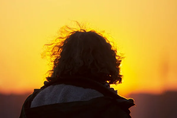 Female Hair Setting Sun — Stock Photo, Image