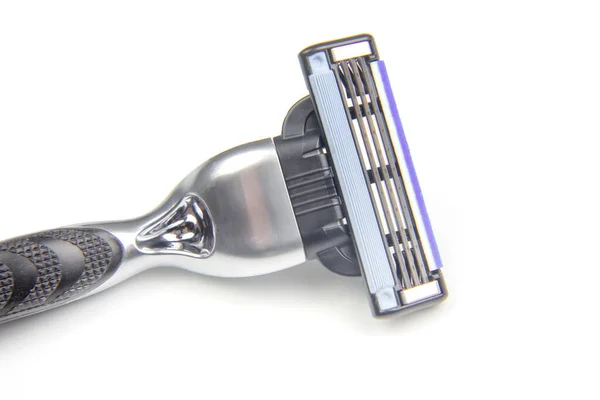 Razor Cassette White Background Manual Face Shaving Machine Stubble Blade — Stock Photo, Image