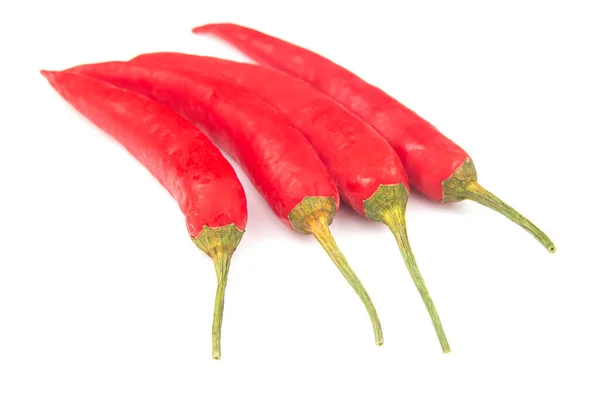 Red Hot Chilli Papričky Bílém Pozadí Vitamin Rostlinné Potraviny — Stock fotografie