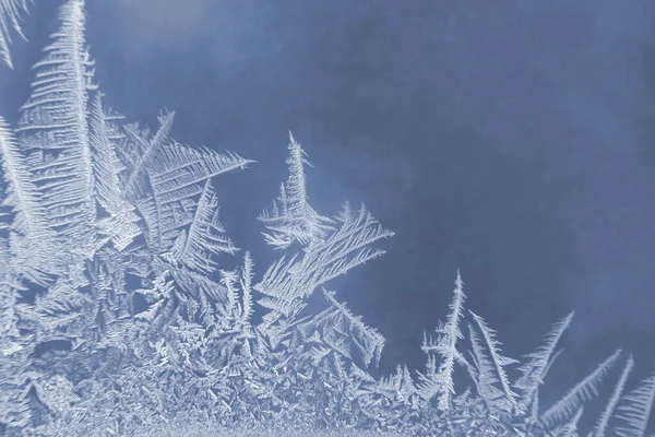 Морозні Візерунки Склі Вікна Крупним Планом Природні Текстури Фони Льодові — стокове фото