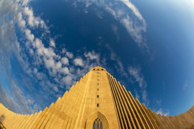 Reykjavik 'teki Hallgrimskirkja Kilisesi. İzlanda. Seyahat ve turizm. Avrupa 'nın mimari ve ünlü şehirleri