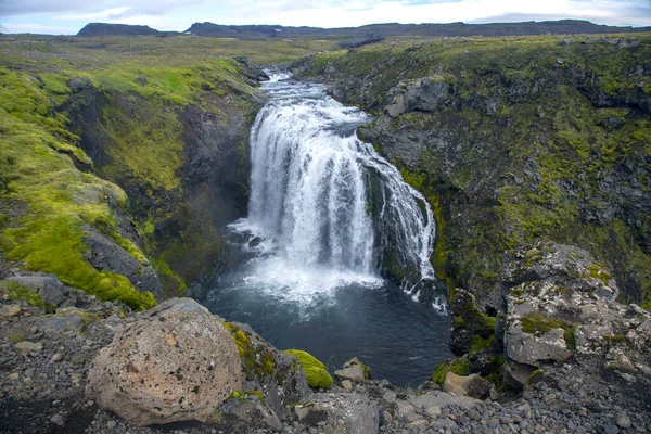 Cascades Dans Rivière Skoda Islande Nature Lieux Pour Merveilleux Voyages — Photo