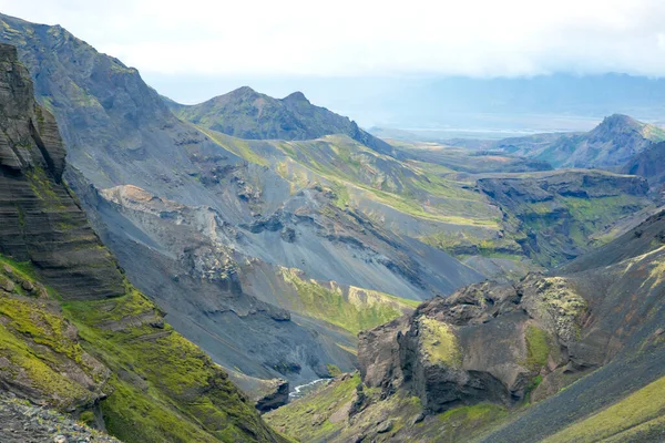 Contrasting Weather Mountainous Landscape Iceland — 스톡 사진