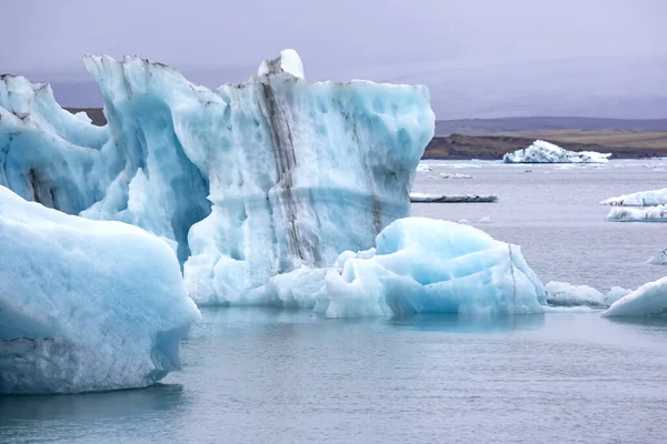 Blu Ghiaccio Sulla Riva Della Laguna Ghiaccio Islanda — Foto Stock