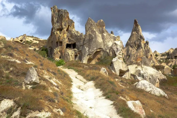 Volcanic Rocks Limestone Cliffs Cappadocia Valley Turkey Tourism Travel Geology — Zdjęcie stockowe