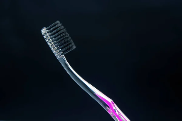 Toothbrush Cleaning Teeth Dark Background Health Items — Stock Photo, Image