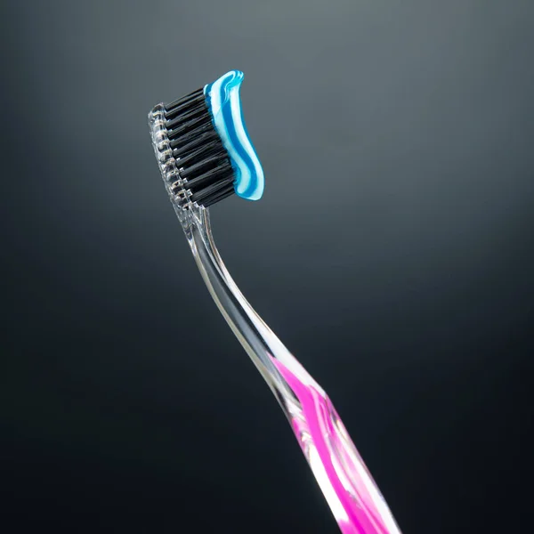 Toothbrush Toothpaste Cleaning Teeth Dark Background Health Care Health Items — Stock Photo, Image
