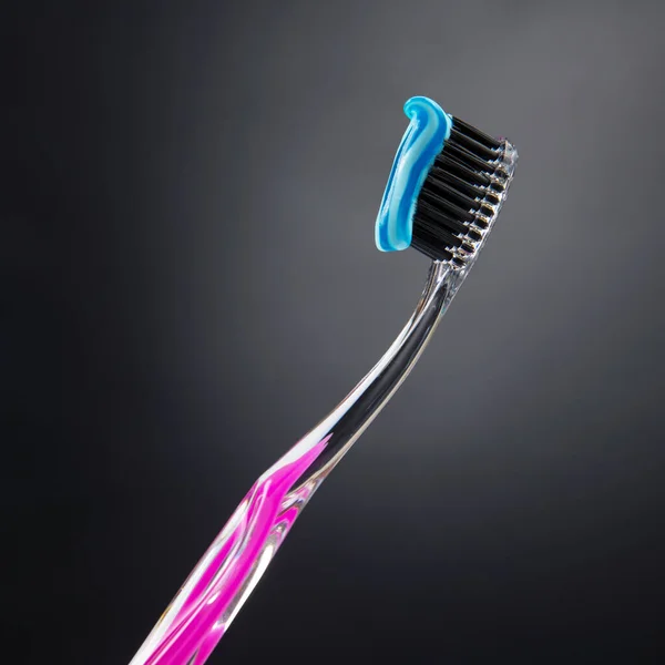 Toothbrush Toothpaste Cleaning Teeth Dark Background Health Care Health Items — Stock Photo, Image