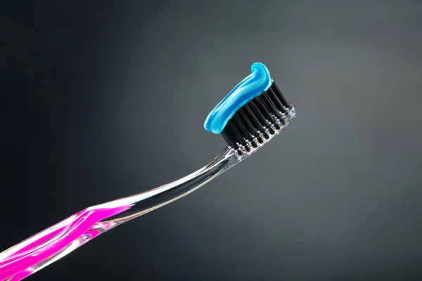 Toothbrush Toothpaste Cleaning Teeth Dark Background Health Care Health Items — Stock Photo, Image