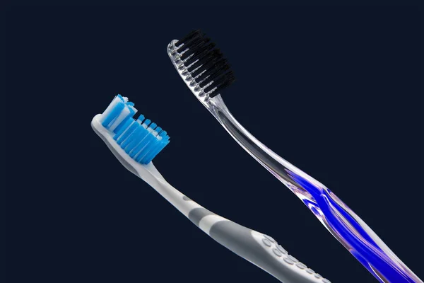 Toothbrush Cleaning Teeth Dark Background Health Items — Stock Photo, Image