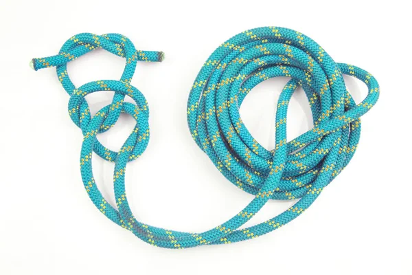 Durable Colored Rope Climbing Equipment White Background Knot Braided Cable — Zdjęcie stockowe